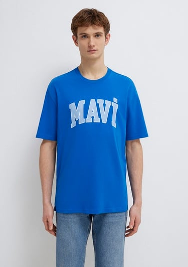  Mavi Mavi Logo Baskılı Mavi Tişört Loose Fit / Bol Rahat Kesim 0611711-81330