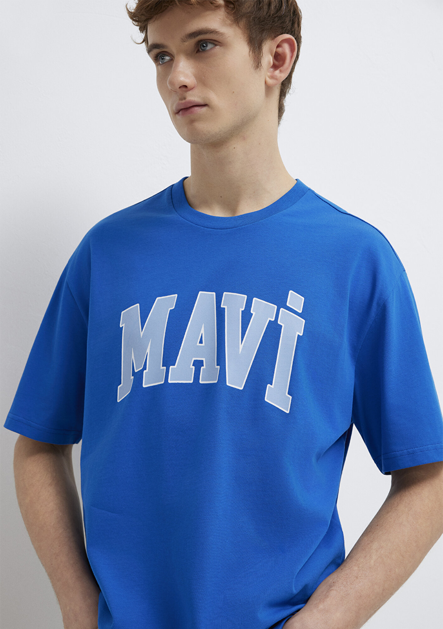 Mavi Mavi Logo Baskılı Mavi Tişört Loose Fit / Bol Rahat Kesim 0611711-81330