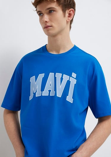  Mavi Mavi Logo Baskılı Mavi Tişört Loose Fit / Bol Rahat Kesim 0611711-81330