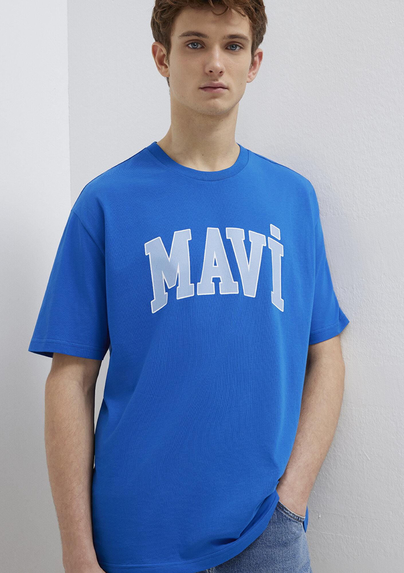 Mavi Mavi Logo Baskılı Mavi Tişört Loose Fit / Bol Rahat Kesim 0611711-81330