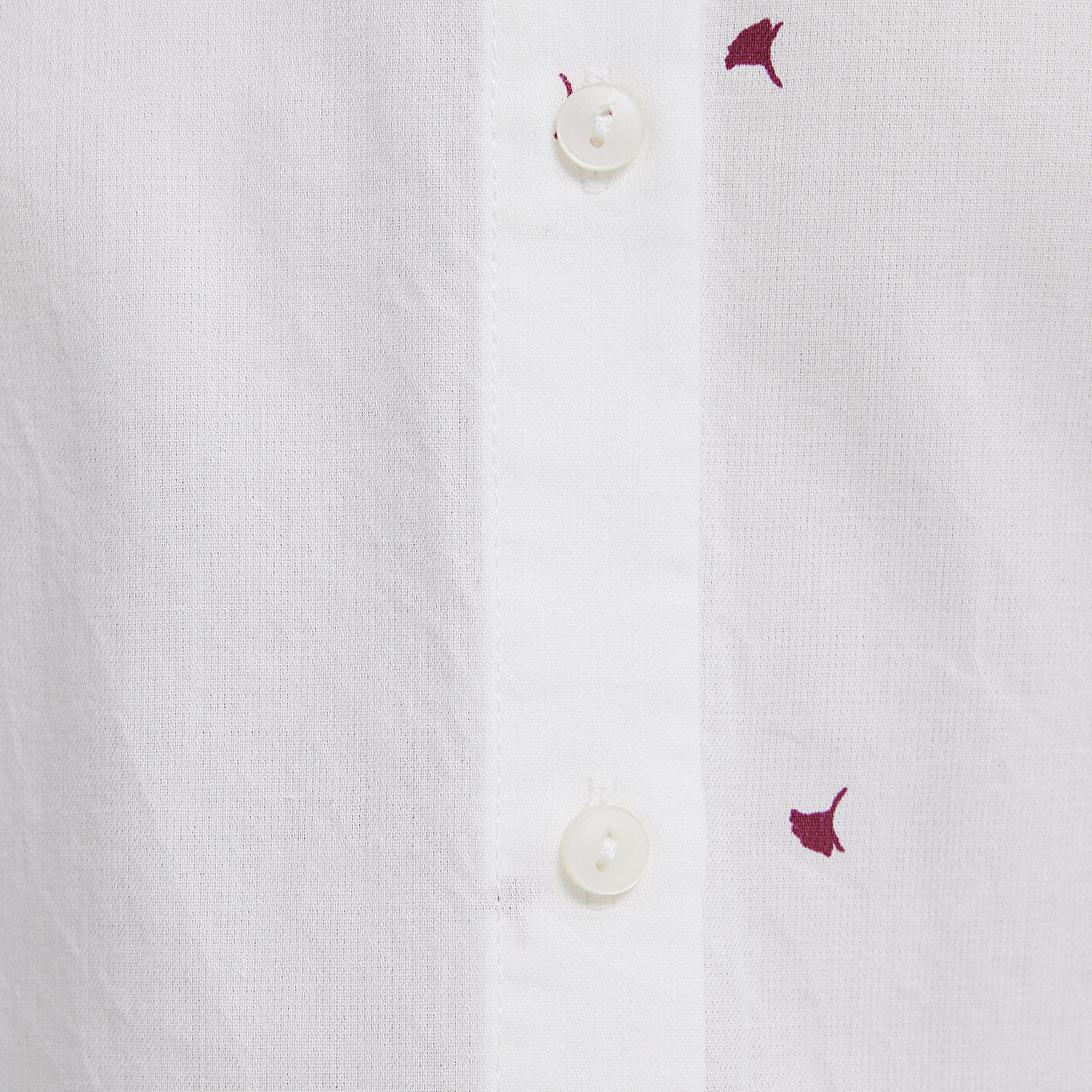 Mavi Baskılı Ekru Gömlek Loose Fit / Bol Rahat Kesim 1210610-91381