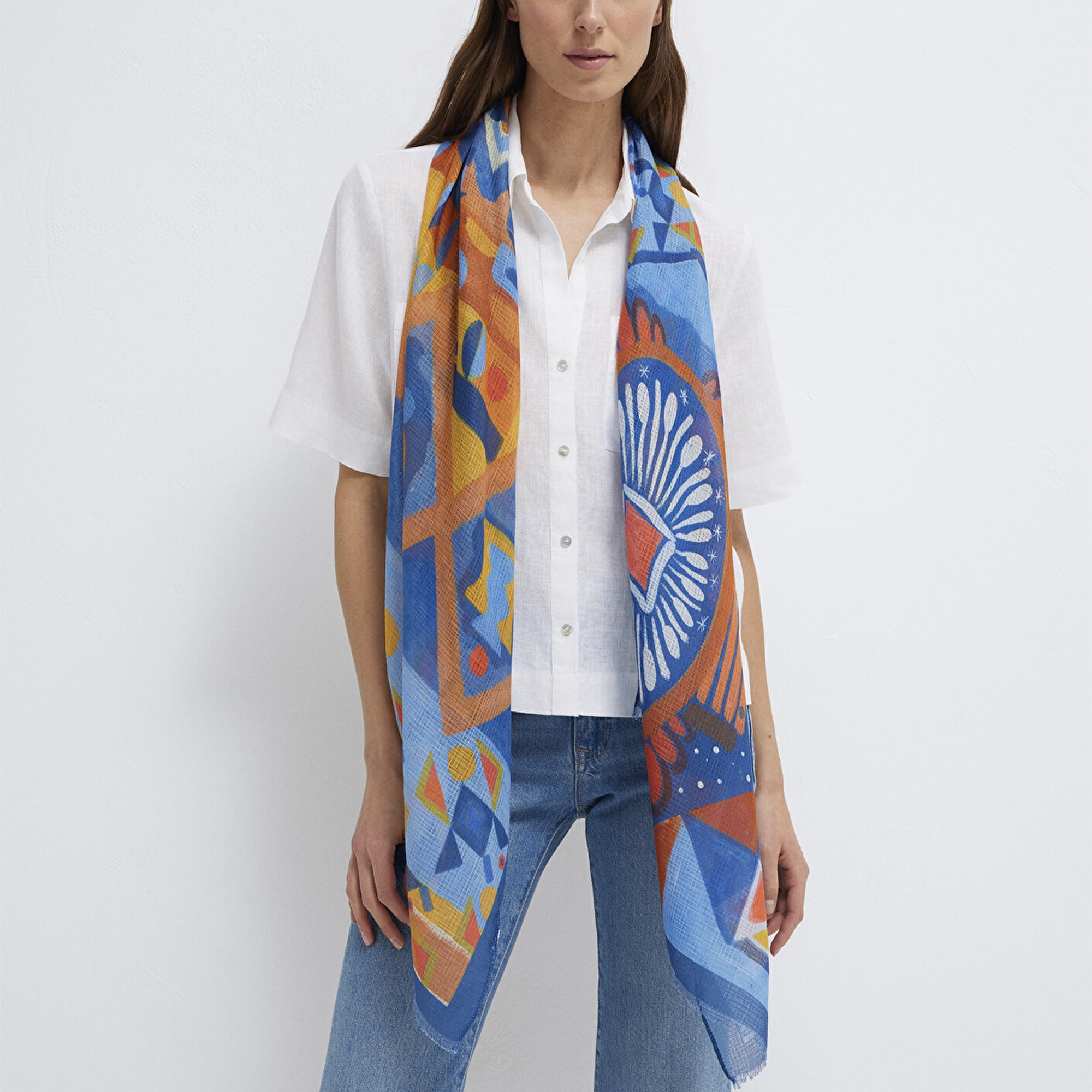 Mavi Desenli Şal 1913853-30874