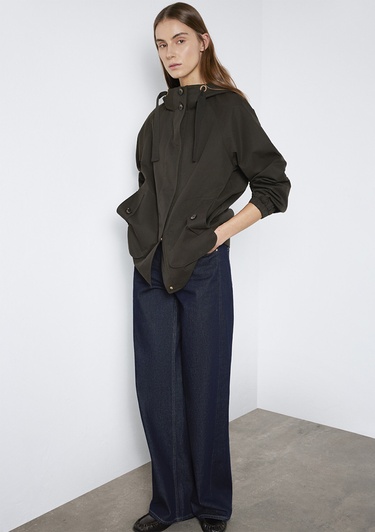  Mavi Kapüşonlu Haki Ceket Loose Fit / Bol Rahat Kesim 1110014-90707