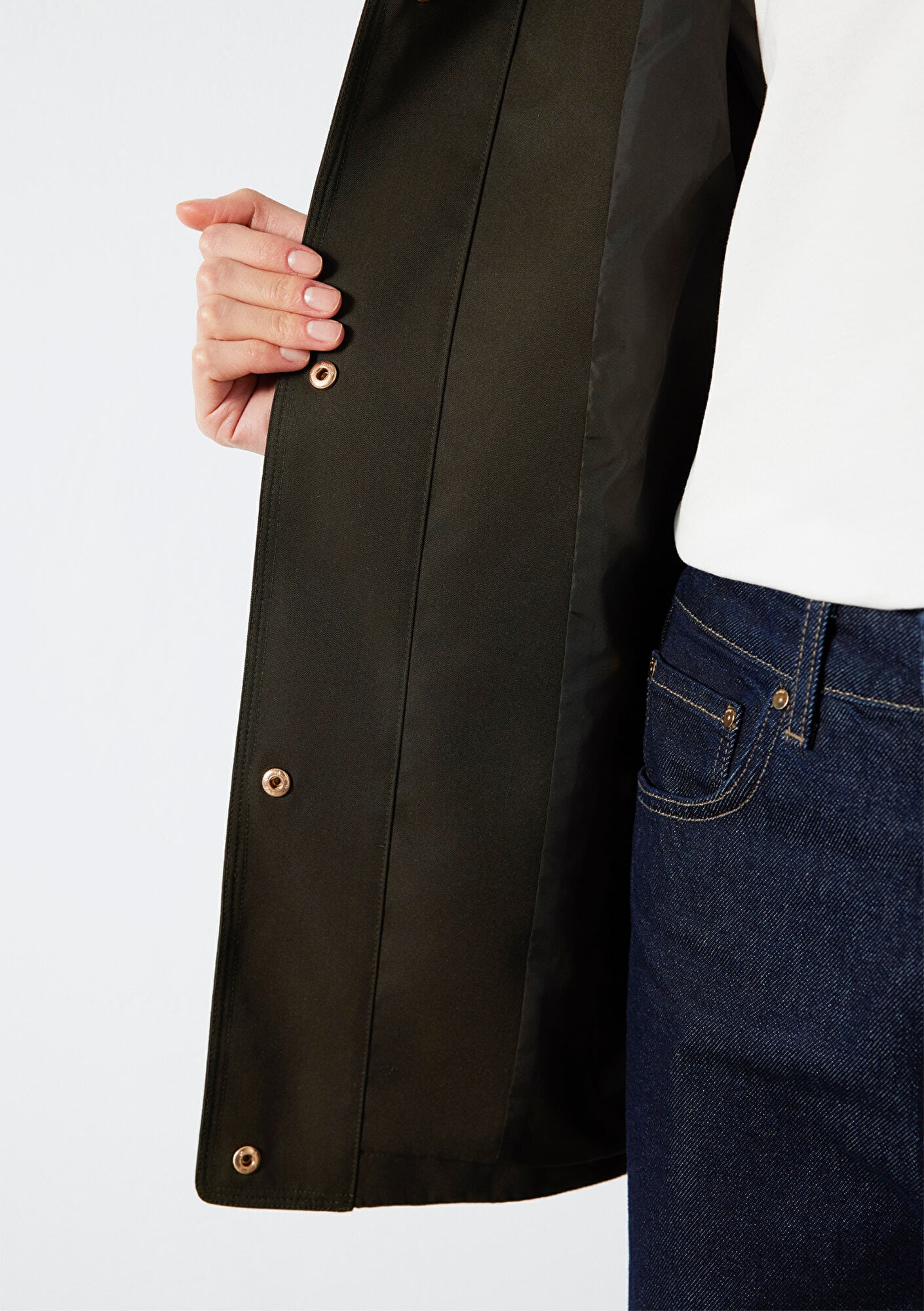 Mavi Kapüşonlu Haki Ceket Loose Fit / Bol Rahat Kesim 1110014-90707