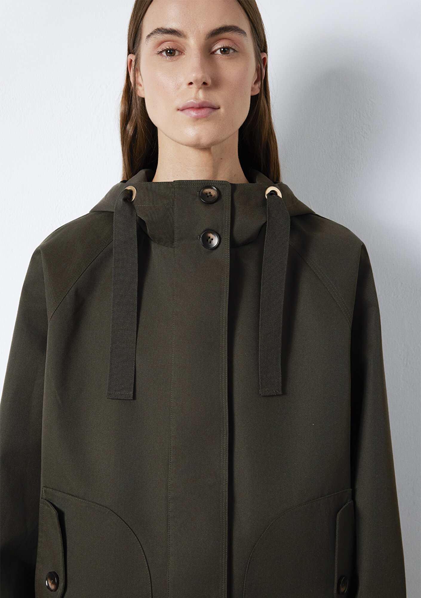 Mavi Kapüşonlu Haki Ceket Loose Fit / Bol Rahat Kesim 1110014-90707