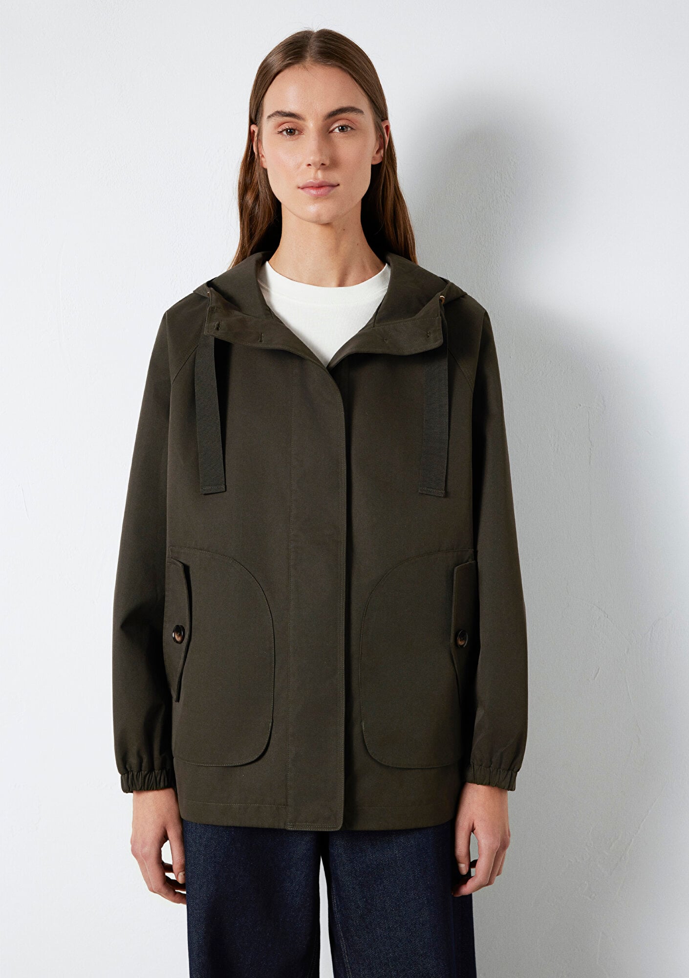 Mavi Kapüşonlu Haki Ceket Loose Fit / Bol Rahat Kesim 1110014-90707