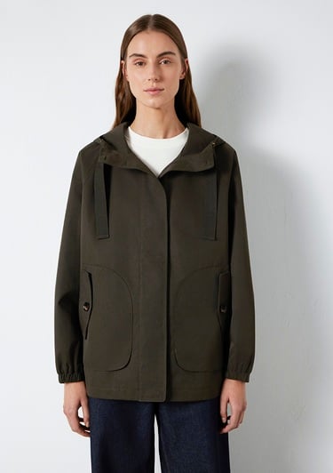  Mavi Kapüşonlu Haki Ceket Loose Fit / Bol Rahat Kesim 1110014-90707