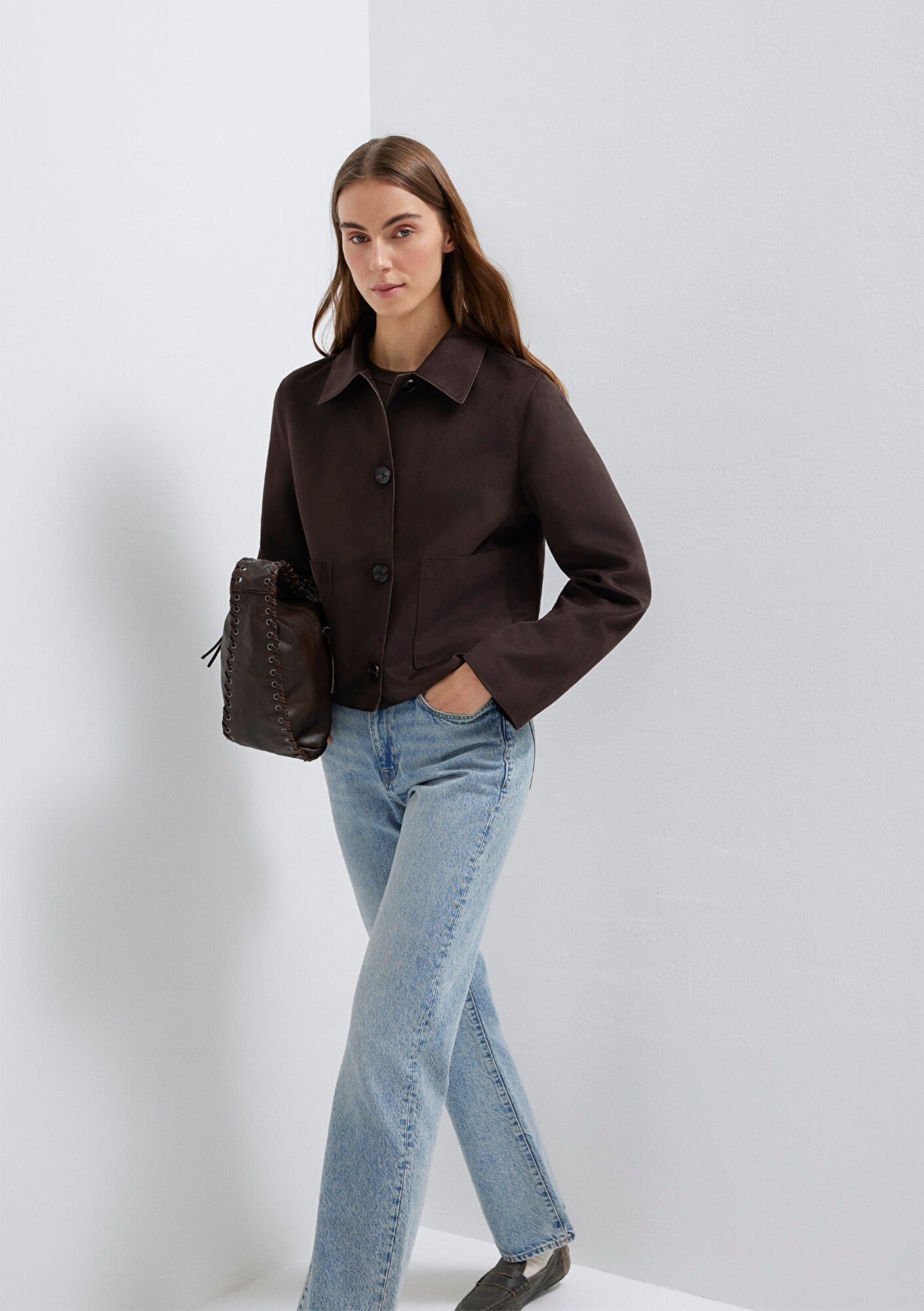  Mavi Kahverengi Suni Süet Ceket Regular Fit / Normal Kesim 1110829-70240