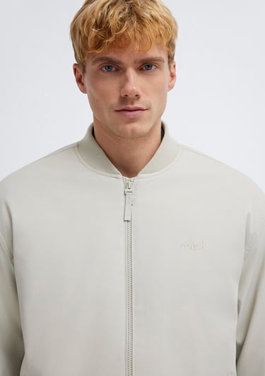  Mavi Mavi Logo Nakışlı Gri Bomber Ceket 0110774-70144