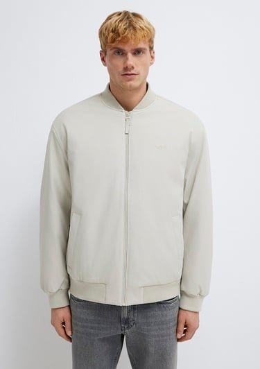  Mavi Mavi Logo Nakışlı Gri Bomber Ceket 0110774-70144