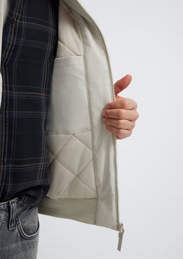  Mavi Mavi Logo Nakışlı Gri Bomber Ceket 0110774-70144