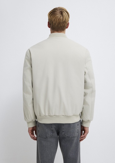  Mavi Mavi Logo Nakışlı Gri Bomber Ceket 0110774-70144