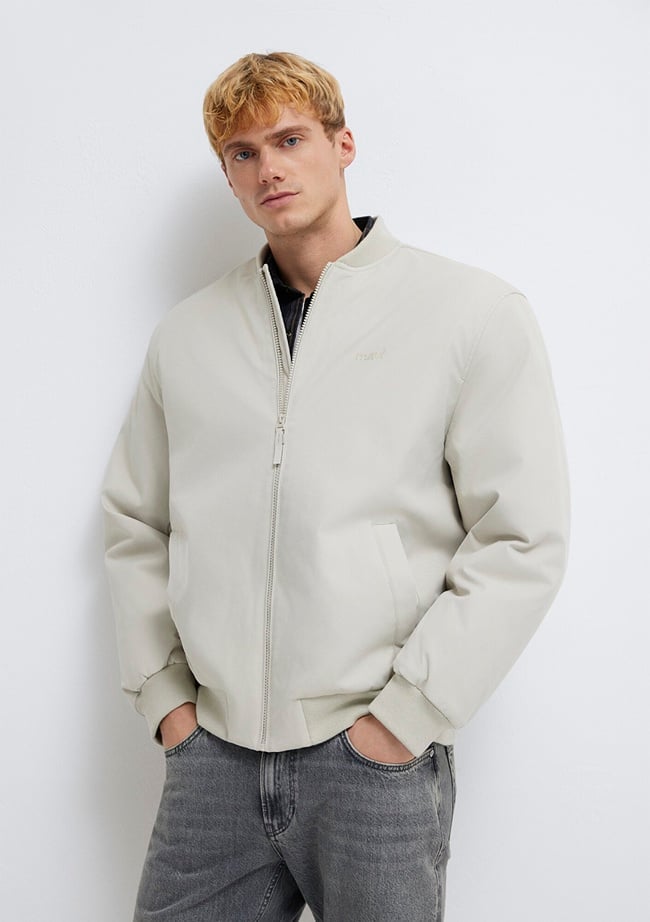  Mavi Mavi Logo Nakışlı Gri Bomber Ceket 0110774-70144