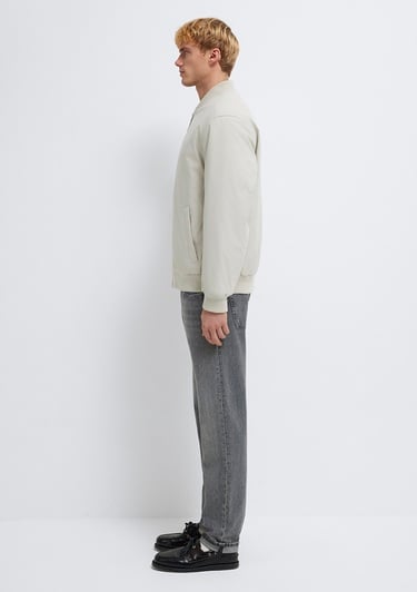  Mavi Mavi Logo Nakışlı Gri Bomber Ceket 0110774-70144