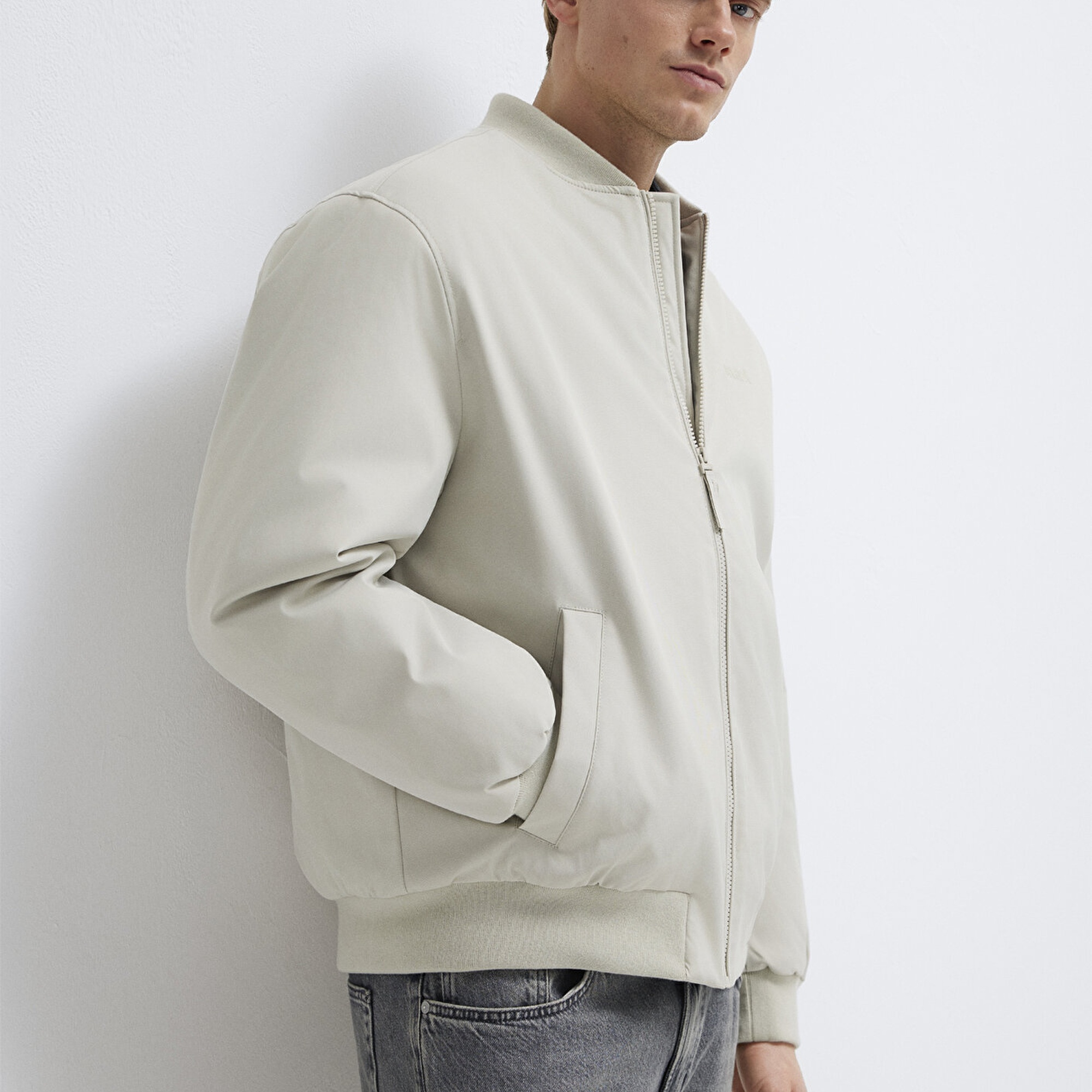 Mavi Mavi Logo Nakışlı Gri Bomber Ceket 0110774-70144