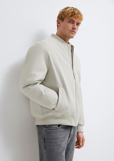  Mavi Mavi Logo Nakışlı Gri Bomber Ceket 0110774-70144