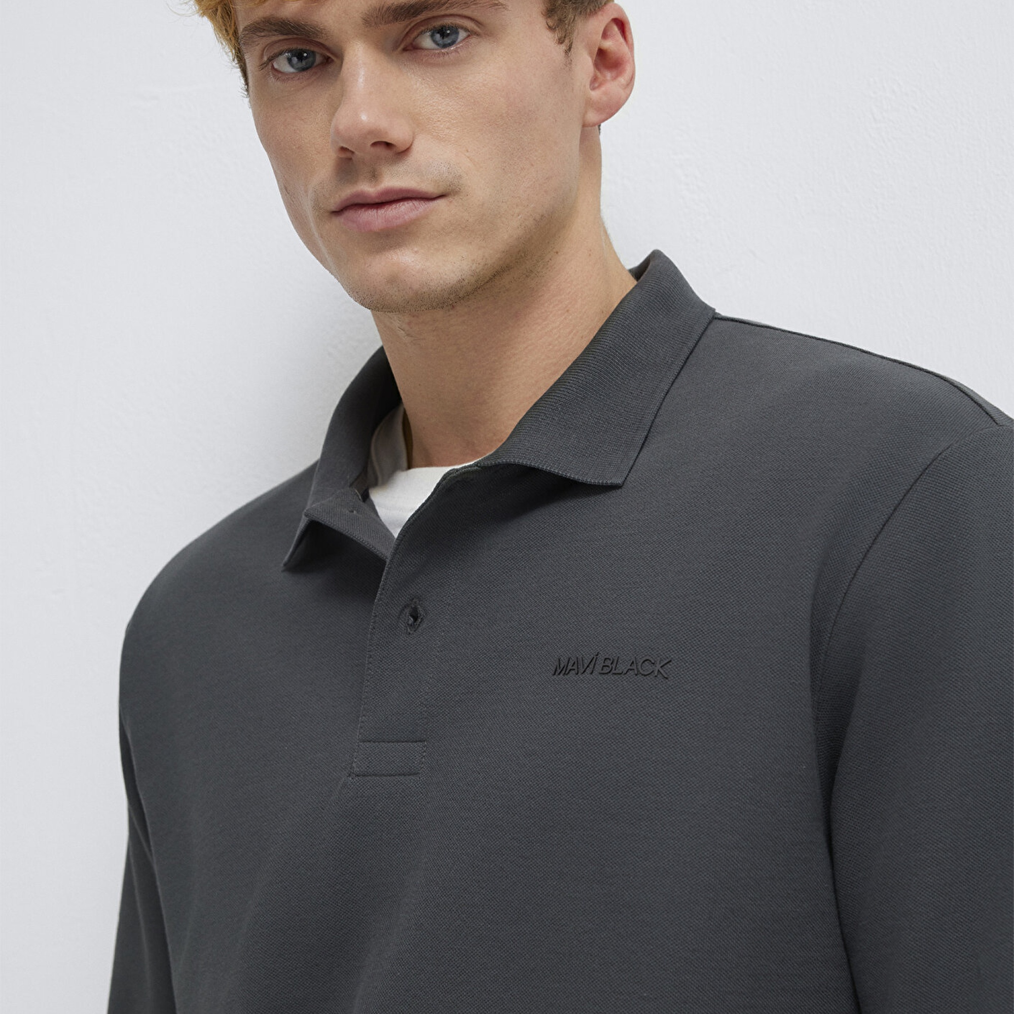 Mavi Mavi Black Uzun Kollu Antrasit Polo Tişört Regular Fit / Normal Kesim 0613154-70088