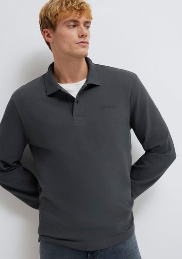  Mavi Mavi Black Uzun Kollu Antrasit Polo Tişört Regular Fit / Normal Kesim 0613154-70088