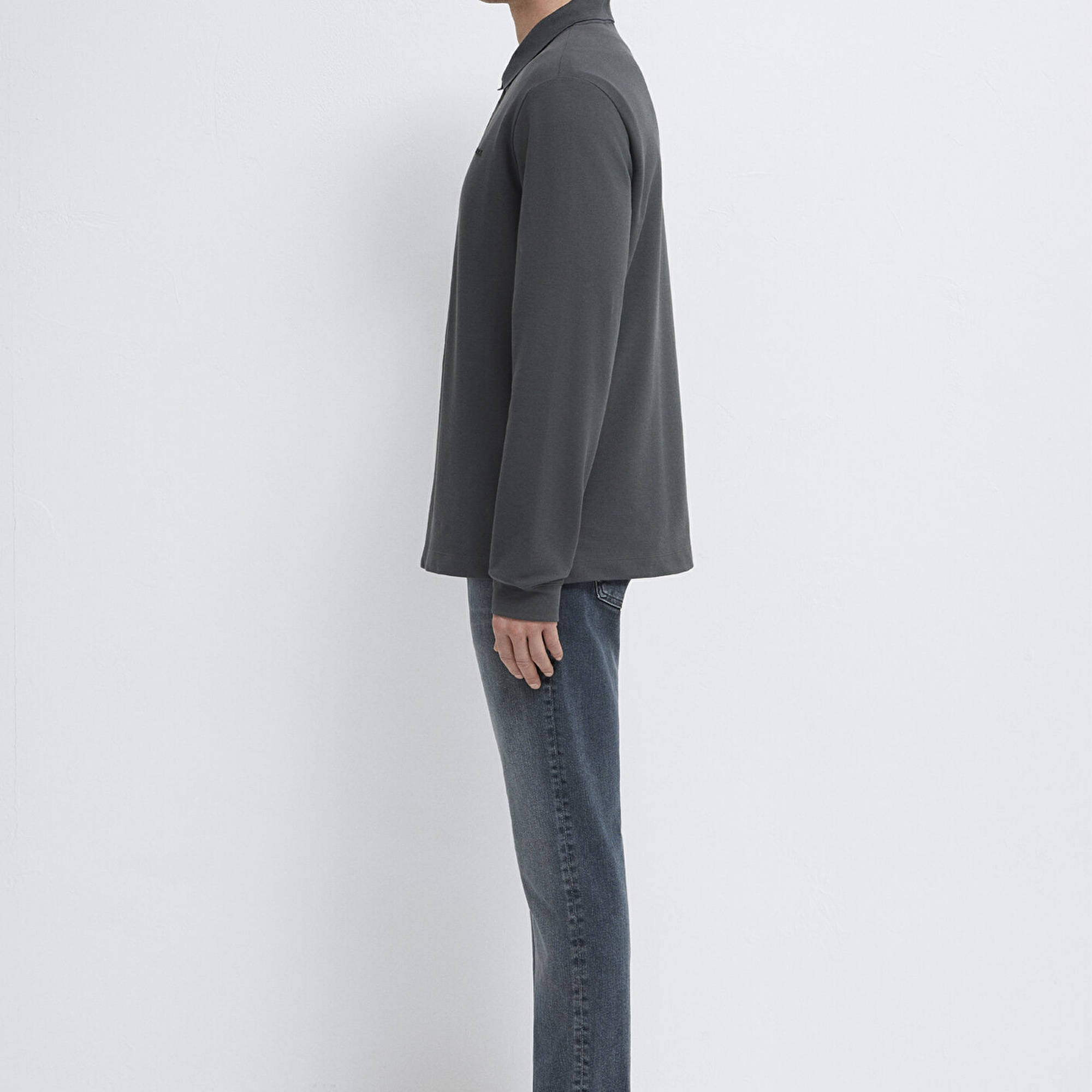 Mavi Mavi Black Uzun Kollu Antrasit Polo Tişört Regular Fit / Normal Kesim 0613154-70088