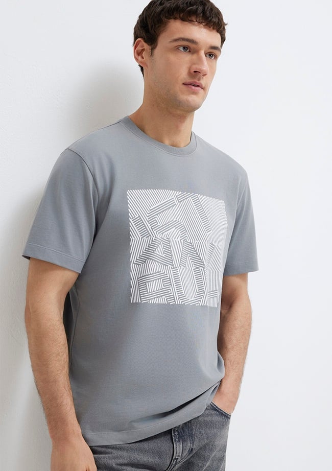  Mavi İstanbul Baskılı Gri Tişört Regular Fit / Normal Kesim 0612990-85550