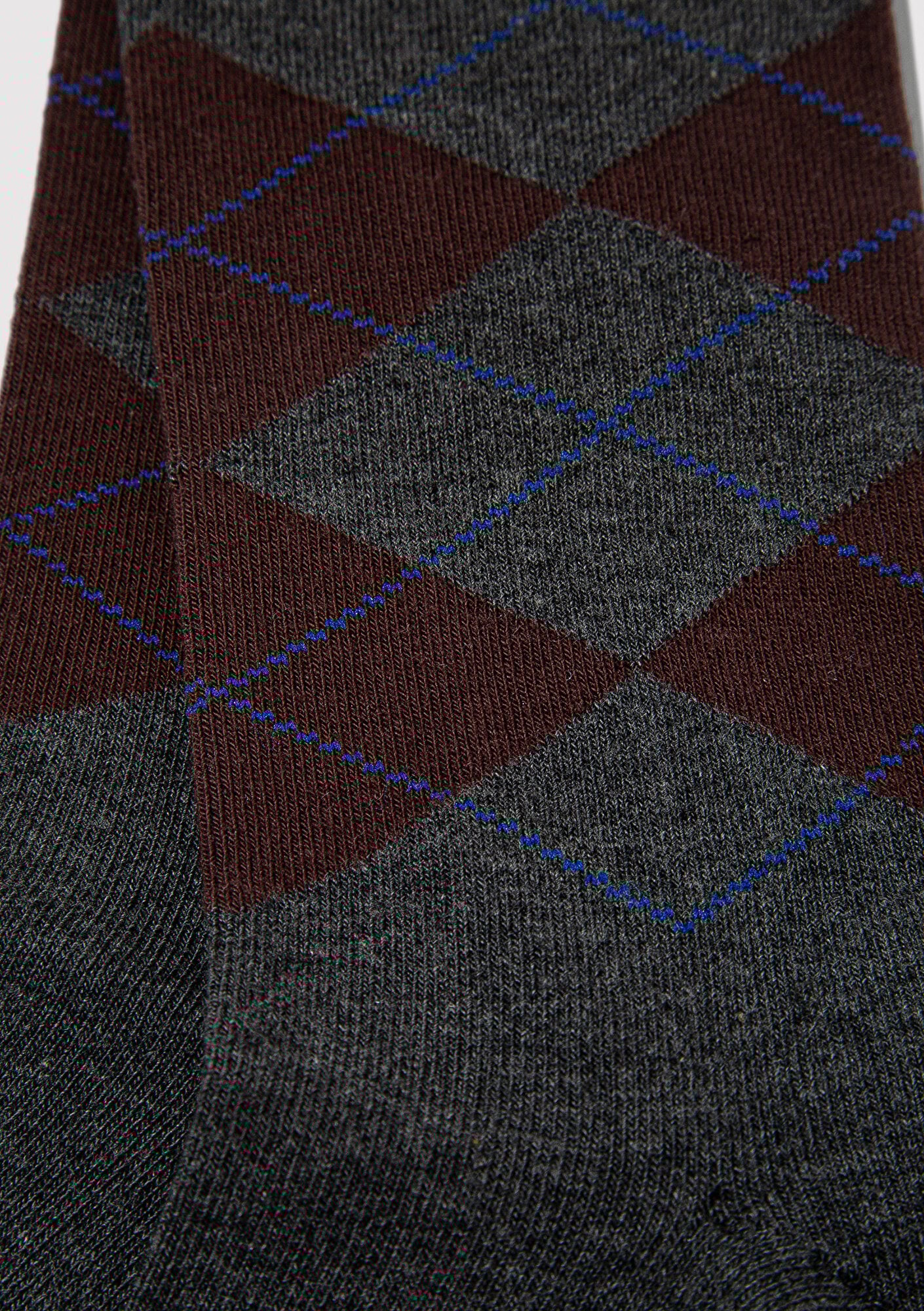 Mavi Baklava Desenli Antrasit Soket Çorap 0912345-24398