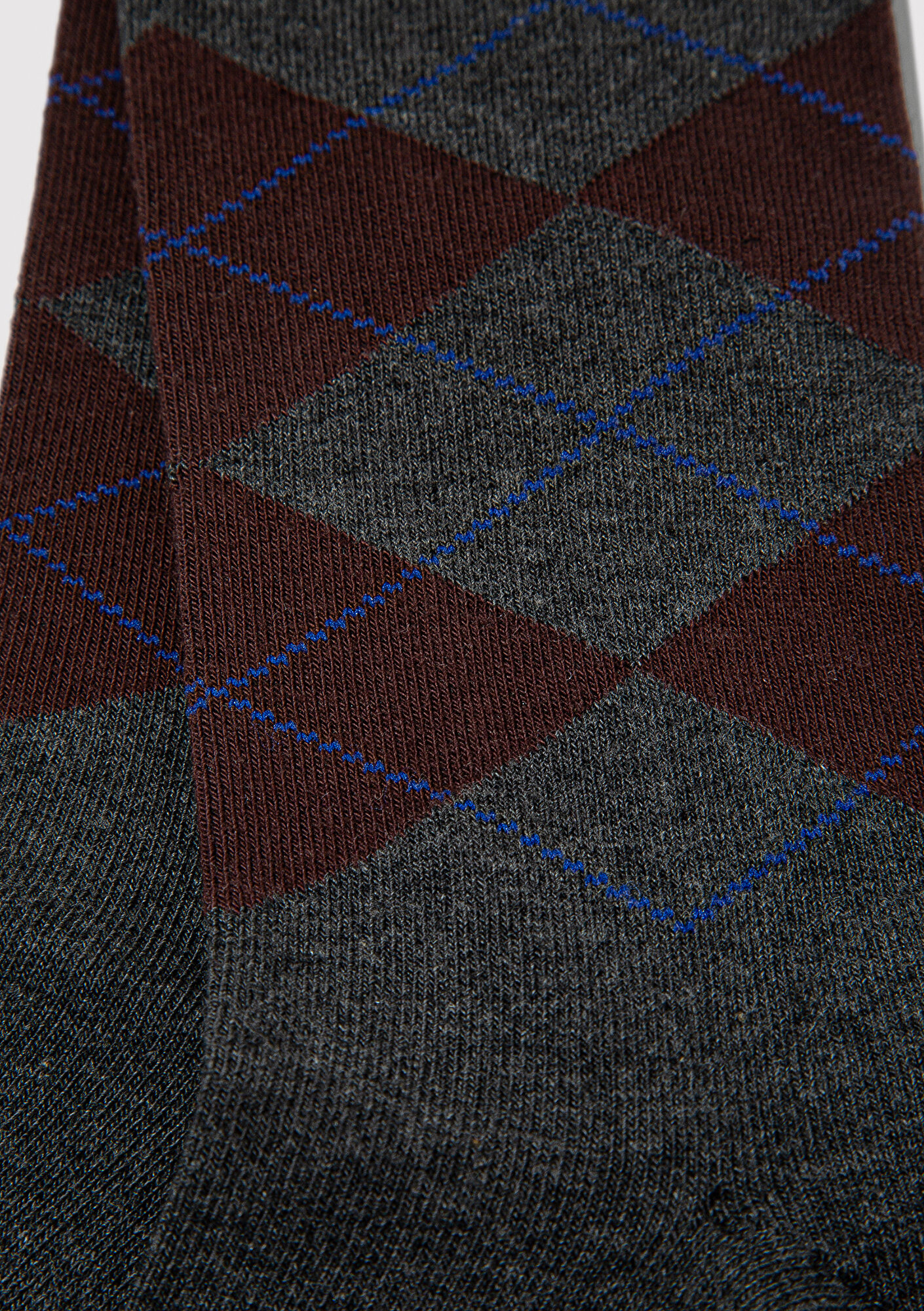  Mavi Baklava Desenli Antrasit Soket Çorap 0912345-24398