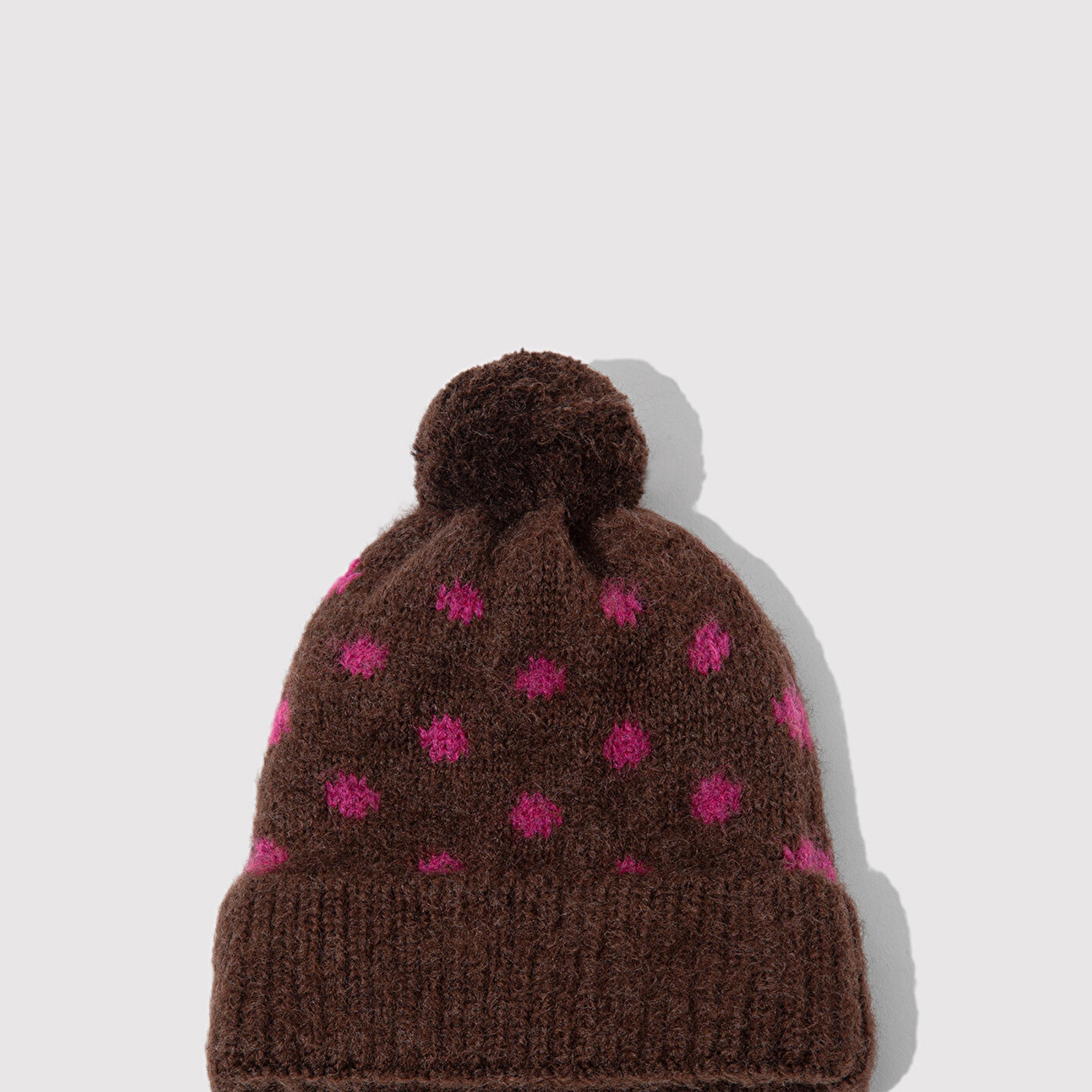 Mavi Puantiye Detaylı Kahverengi Bere 1913950-70246