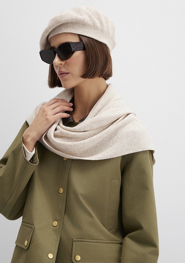  Mavi Yün İçerikli Bej Atkı 1913954-70020