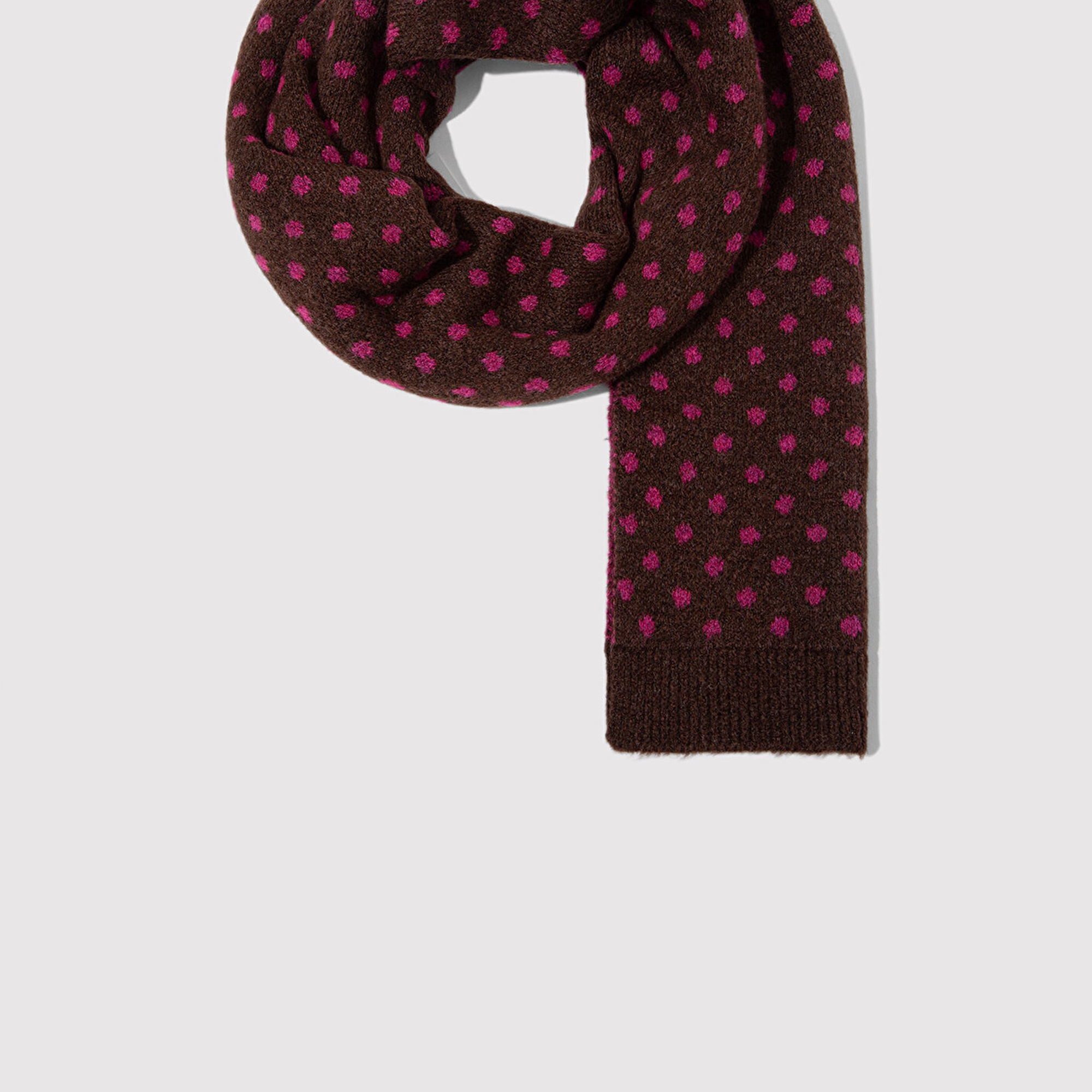 Mavi Puantiye Detaylı Kahverengi Atkı 1913952-70246