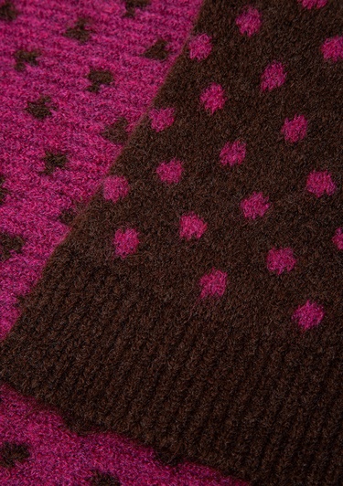  Mavi Puantiye Detaylı Kahverengi Atkı 1913952-70246