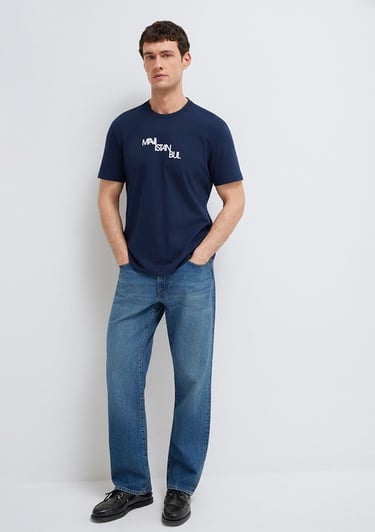  Mavi İstanbul Baskılı Lacivert Tişört Regular Fit / Normal Kesim 0612274-70497