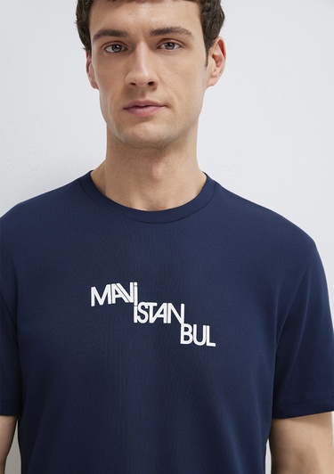  Mavi İstanbul Baskılı Lacivert Tişört Regular Fit / Normal Kesim 0612274-70497