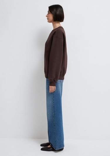  Mavi Bisiklet Yaka Kahverengi Sweatshirt 1610198-70240