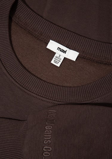  Mavi Bisiklet Yaka Kahverengi Sweatshirt 1610198-70240
