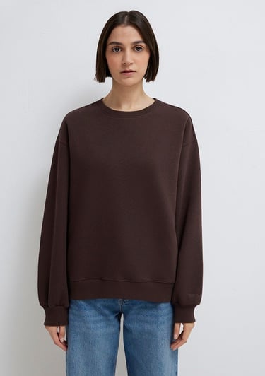  Mavi Bisiklet Yaka Kahverengi Sweatshirt 1610198-70240