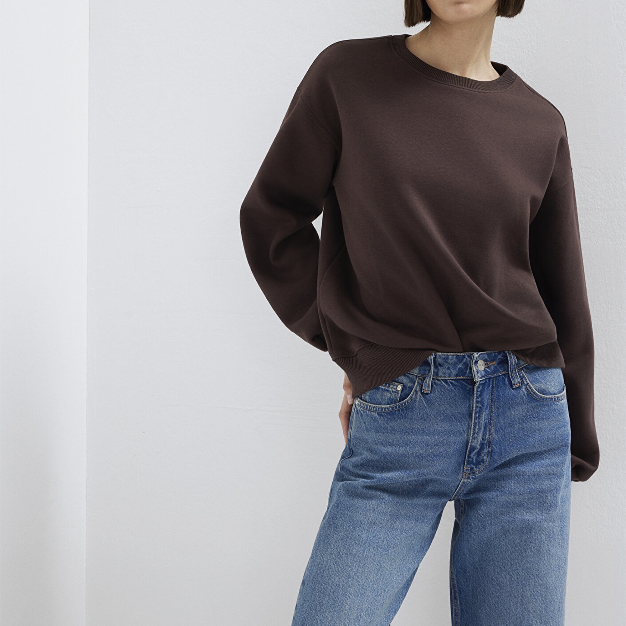 Mavi Bisiklet Yaka Kahverengi Sweatshirt 1610198-70240