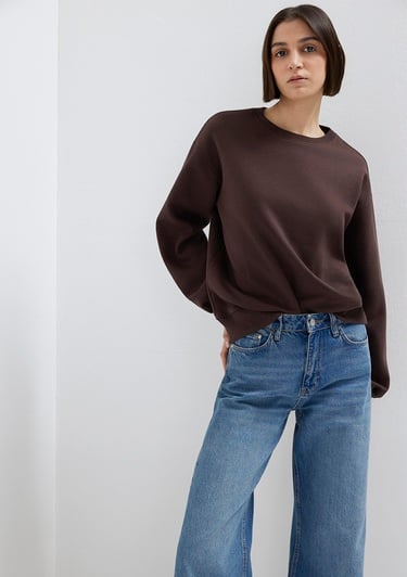  Mavi Bisiklet Yaka Kahverengi Sweatshirt 1610198-70240