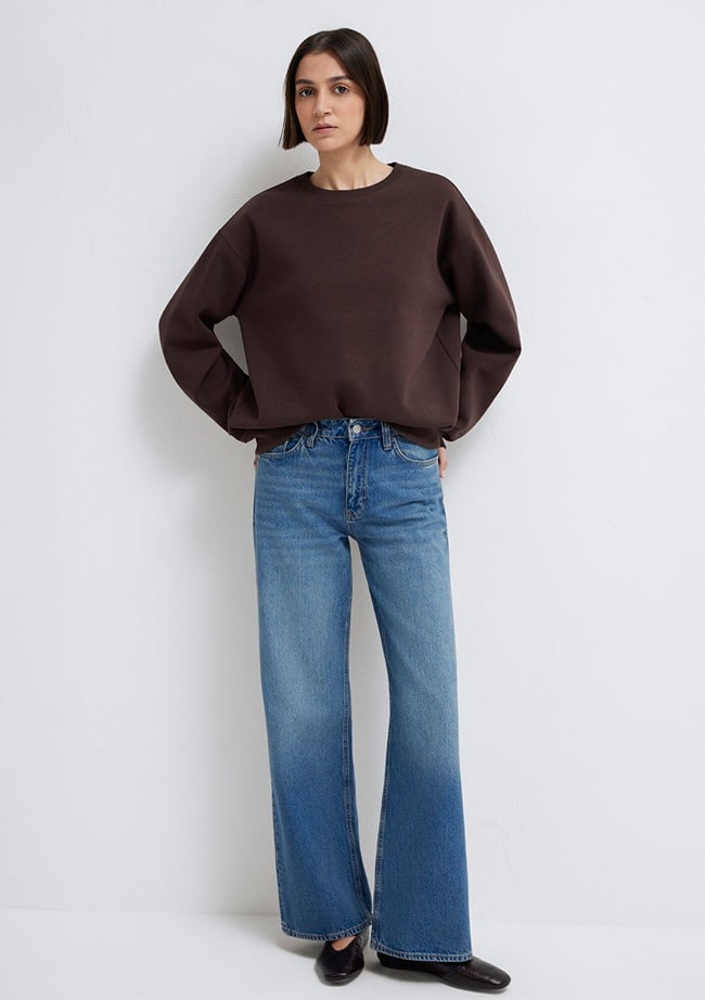  Mavi Bisiklet Yaka Kahverengi Sweatshirt 1610198-70240