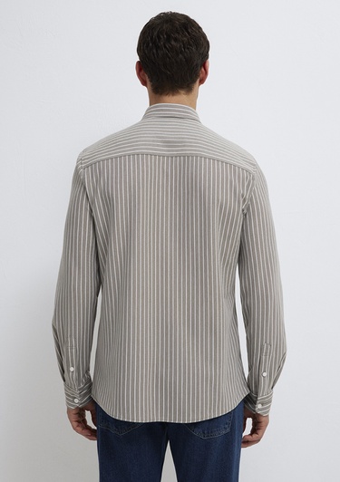  Mavi Çizgili Gri Gömlek Slim Fit / Dar Kesim 0211404-91582