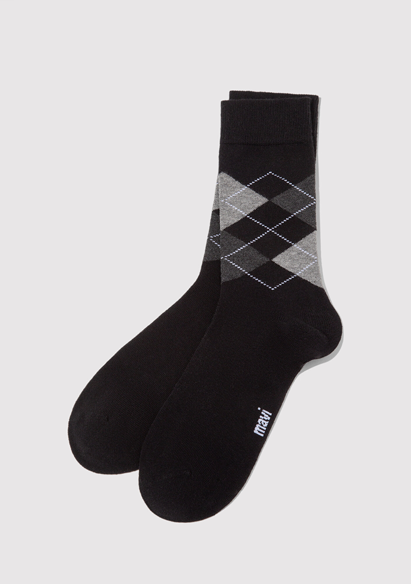  Mavi Baklava Desenli Siyah Soket Çorap 0912326-900