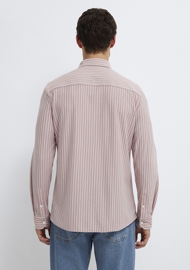  Mavi Çizgili Pembe Gömlek Slim Fit / Dar Kesim 0211404-91578