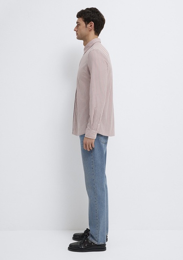  Mavi Çizgili Pembe Gömlek Slim Fit / Dar Kesim 0211404-91578