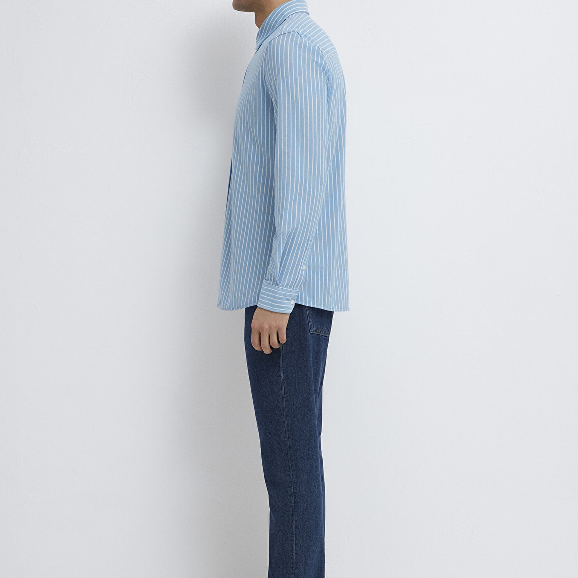 Mavi Çizgili Mavi Gömlek Slim Fit / Dar Kesim 0211404-91579