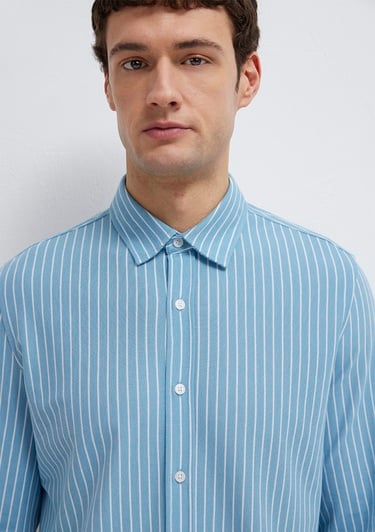  Mavi Çizgili Mavi Gömlek Slim Fit / Dar Kesim 0211404-91579