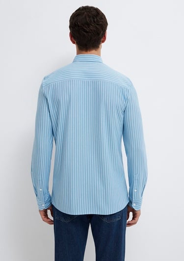  Mavi Çizgili Mavi Gömlek Slim Fit / Dar Kesim 0211404-91579