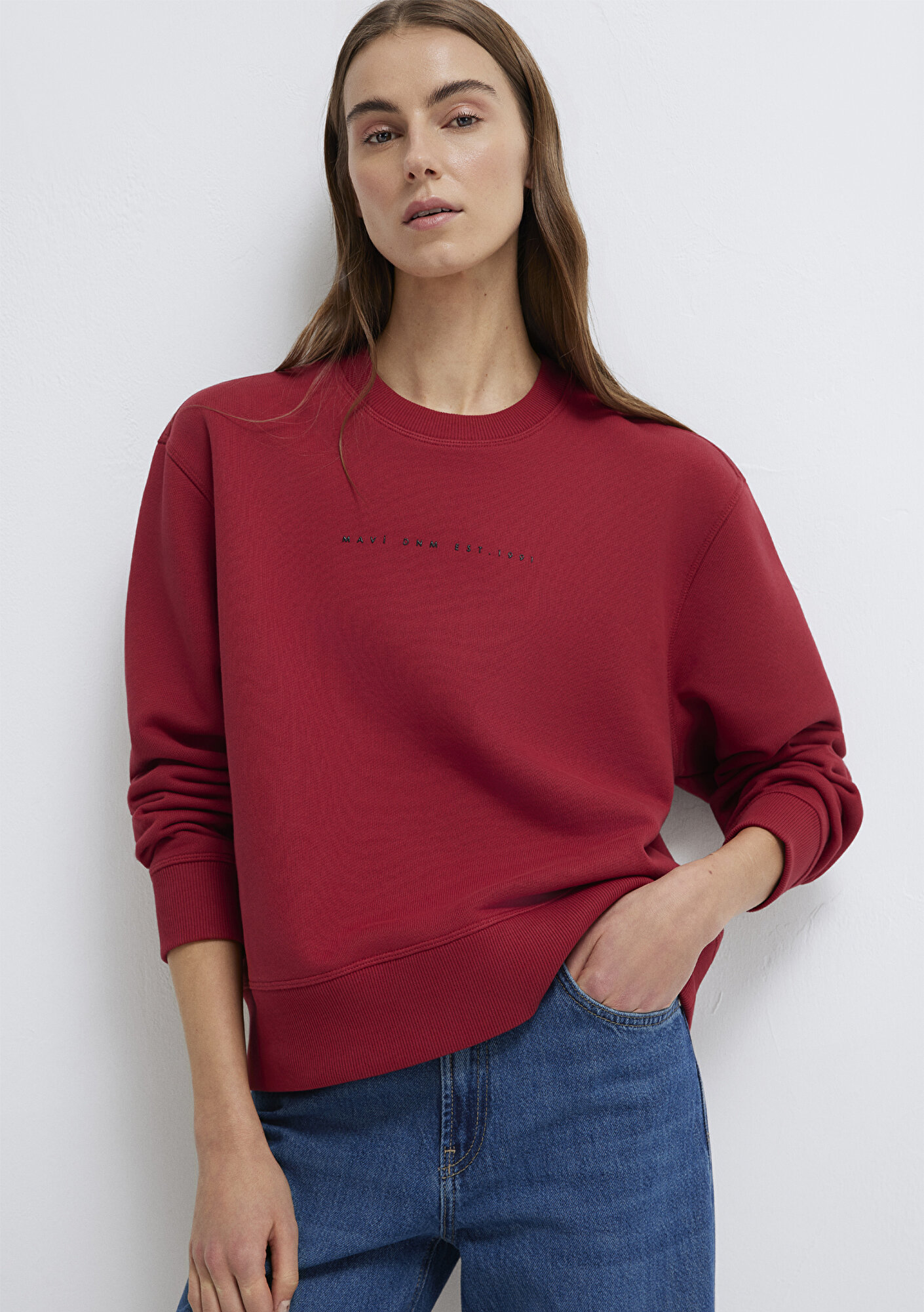  Mavi Mavi Denim Baskılı Kırmızı Sweatshirt 1S10525-70424