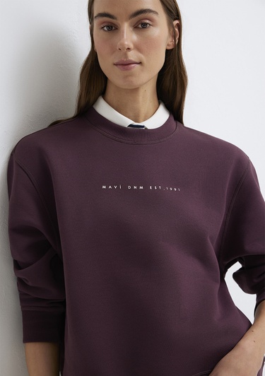  Mavi Mavi Denim Baskılı Bordo Sweatshirt 1S10525-70260