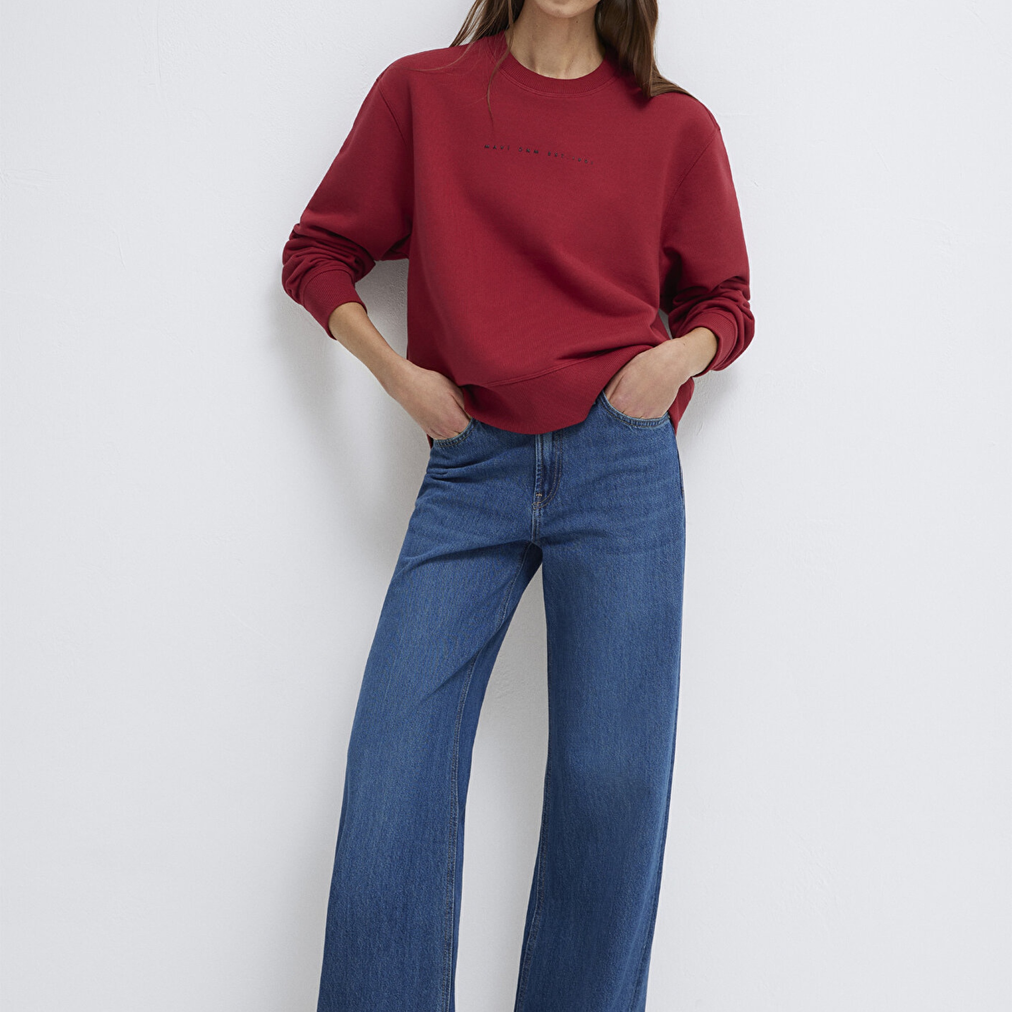 Mavi Mavi Denim Baskılı Kırmızı Sweatshirt 1S10525-70424