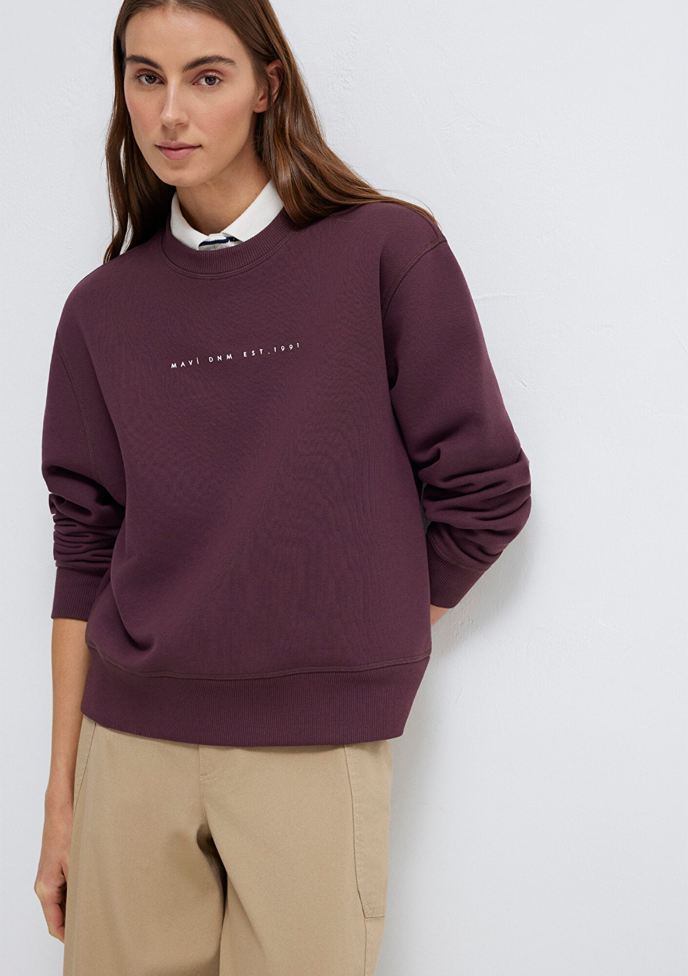Mavi Mavi Denim Baskılı Bordo Sweatshirt 1S10525-70260