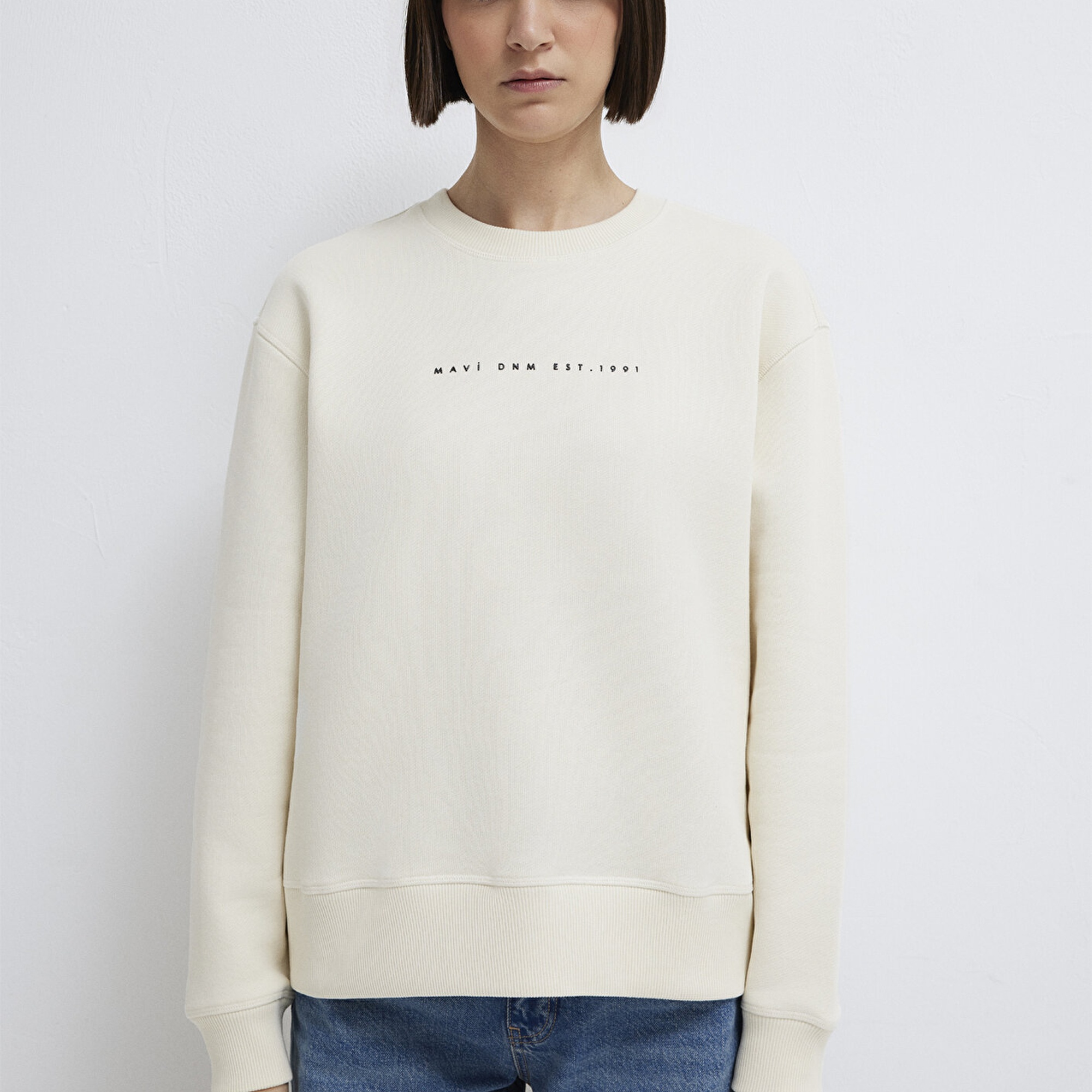 Mavi Mavi Denim Baskılı Ekru Sweatshirt 1S10525-80194